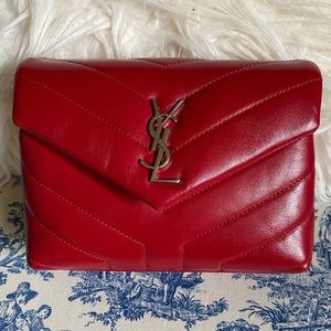 Saint Laurent Toy Loulou Matelasse leather red color